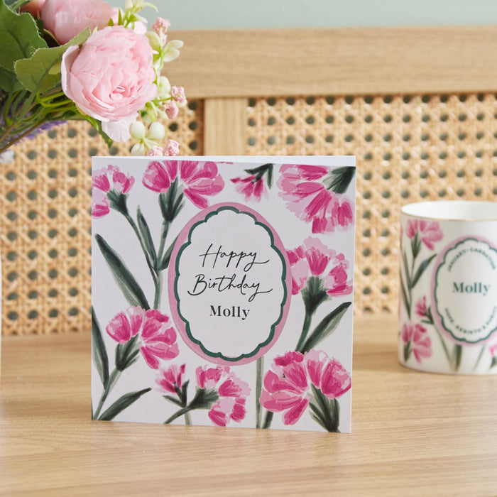 Personalised Birth Flower Square Card
