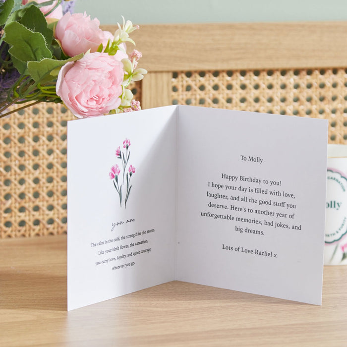 Personalised Birth Flower Square Card