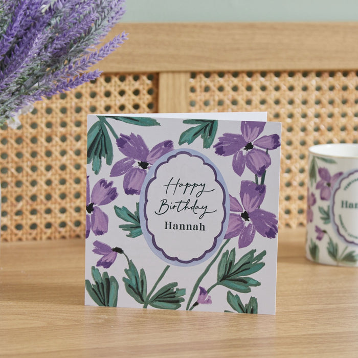 Personalised Birth Flower Square Card