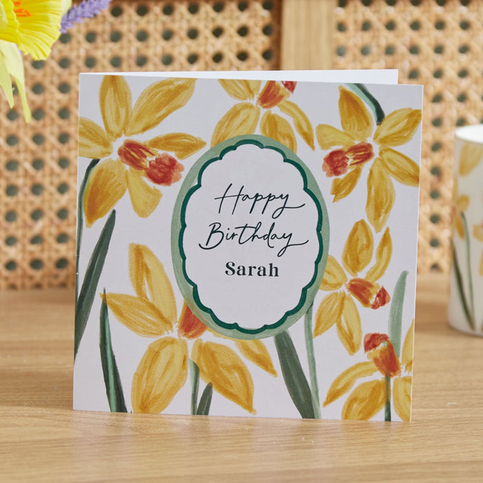 Personalised Birth Flower Square Card