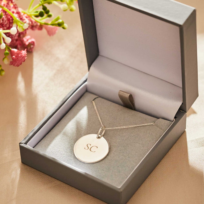 Personalised Birth Flower Sterling Silver Disc Necklace