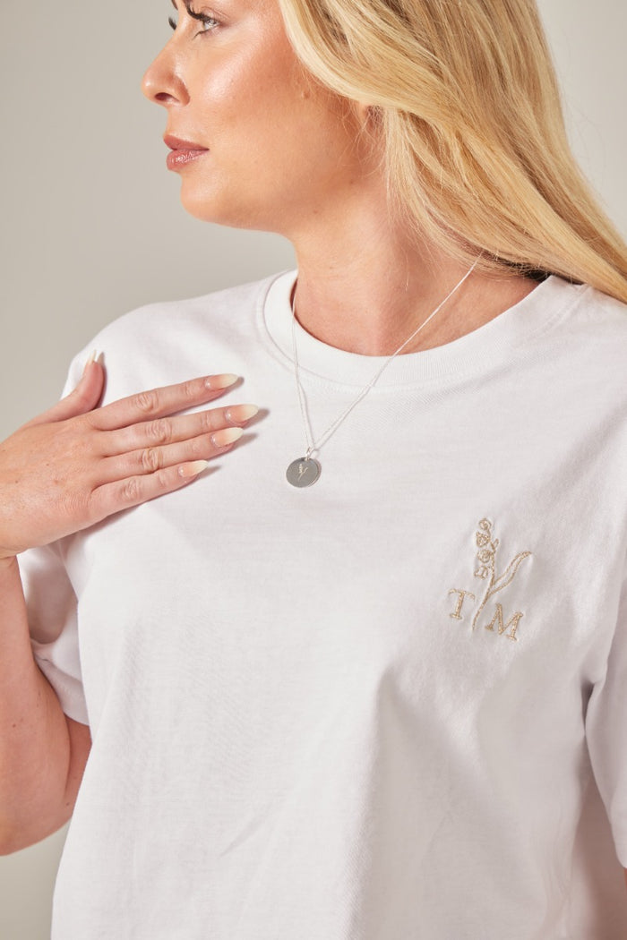 Personalised Birth Flower Sterling Silver Disc Necklace