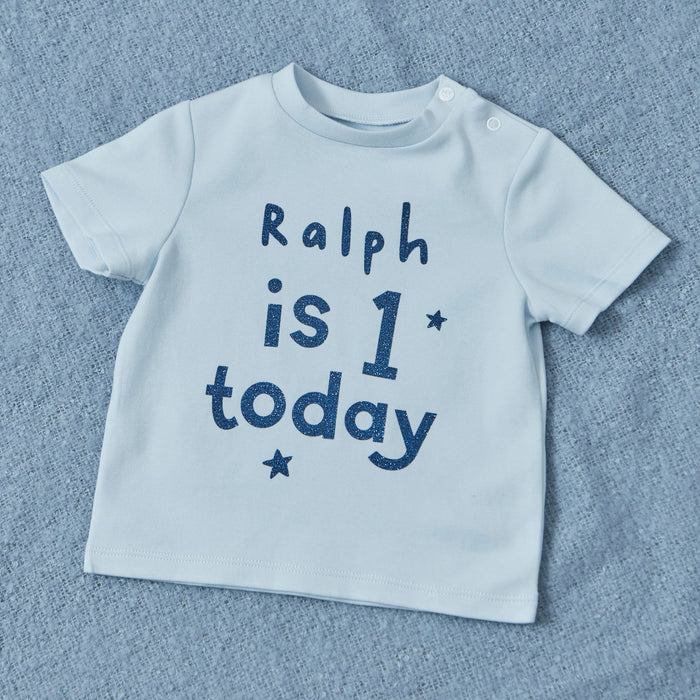 Personalised Birthday Today Blue T-Shirt