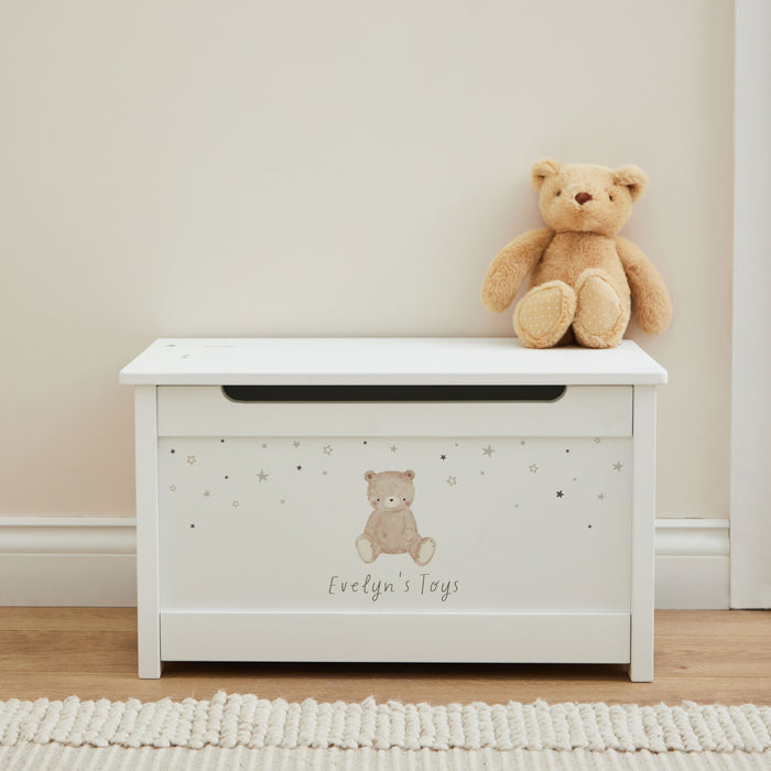 Personalised Biscuit Bear White Toy Box FSC®