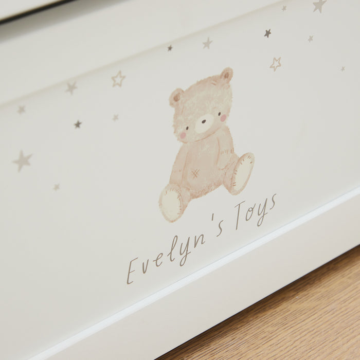 Personalised Biscuit Bear White Toy Box FSC®