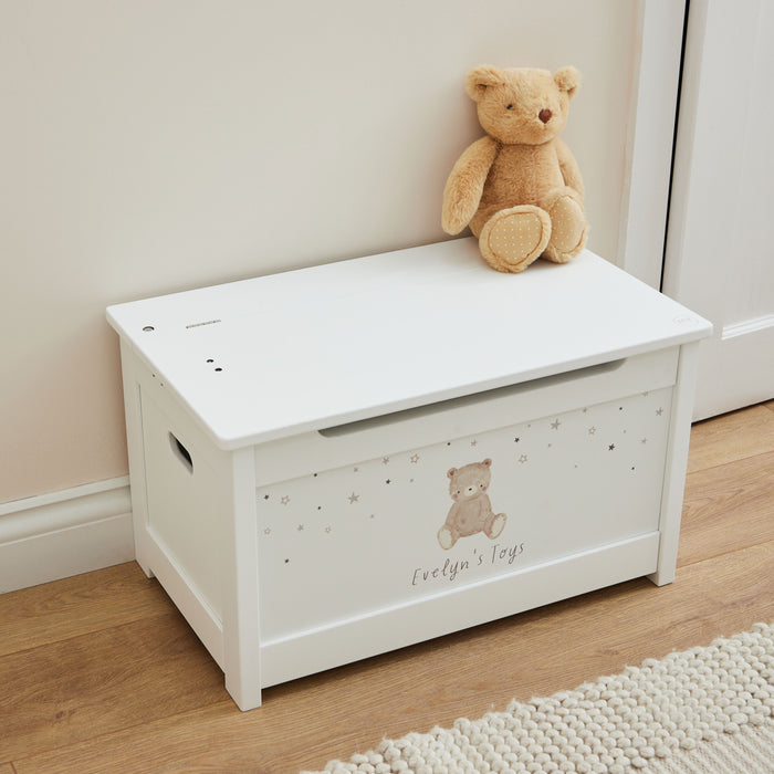 Personalised Biscuit Bear White Toy Box FSC®