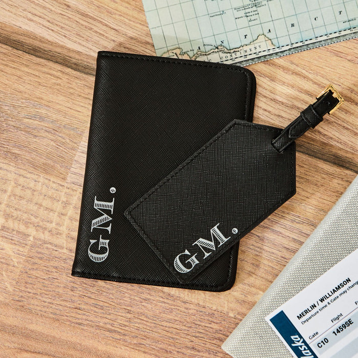 Personalised Black Bold Monogrammed Travel Set
