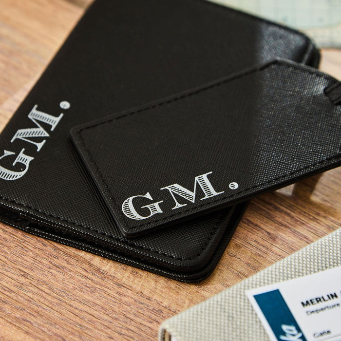 Personalised Black Bold Monogrammed Travel Set