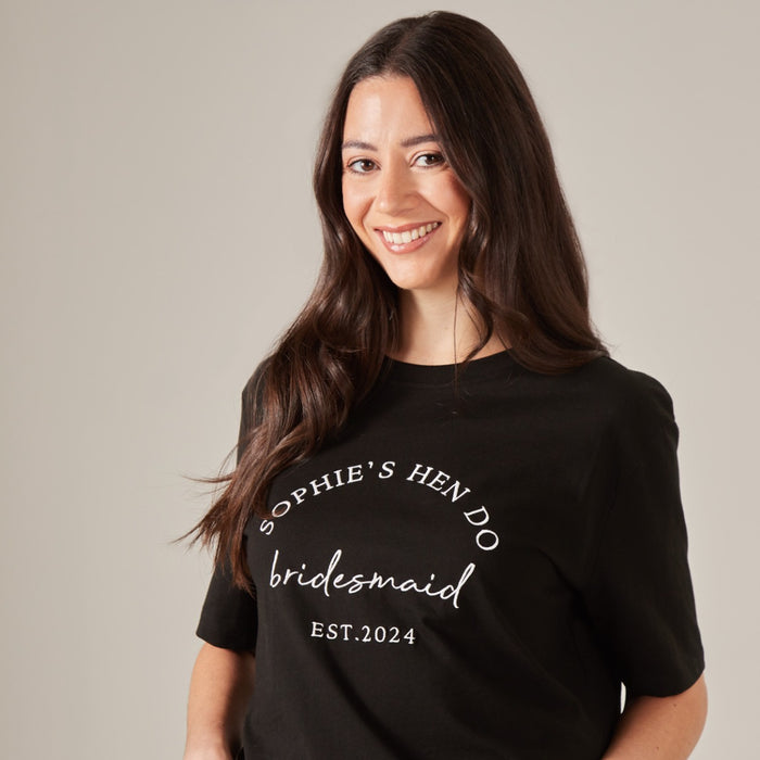 Personalised Black Hen Do T-Shirt