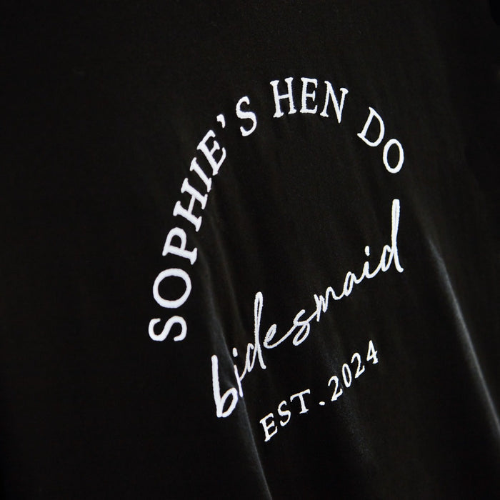 Personalised Black Hen Do T-Shirt