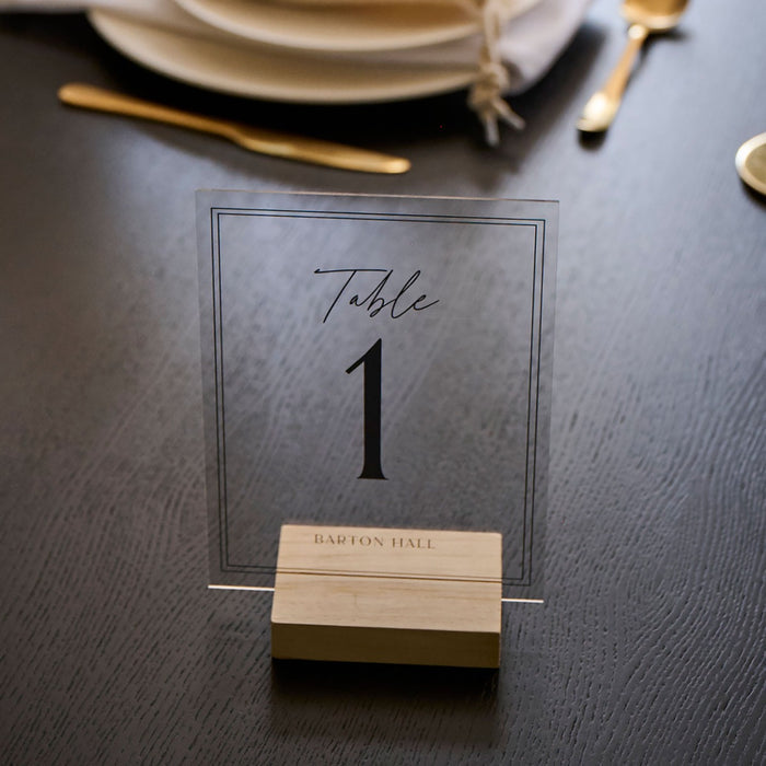 Personalised Black & White Acrylic Table Number Sign