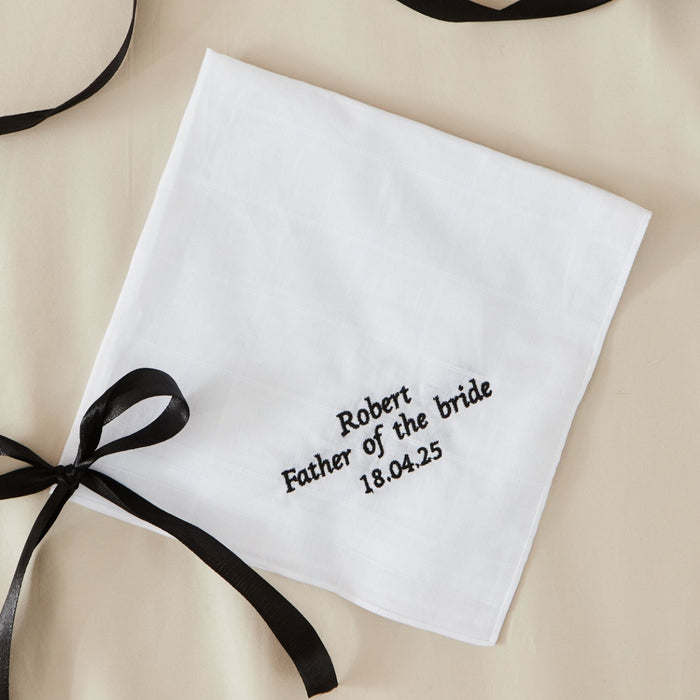 Personalised Black & White Wedding Handkerchief