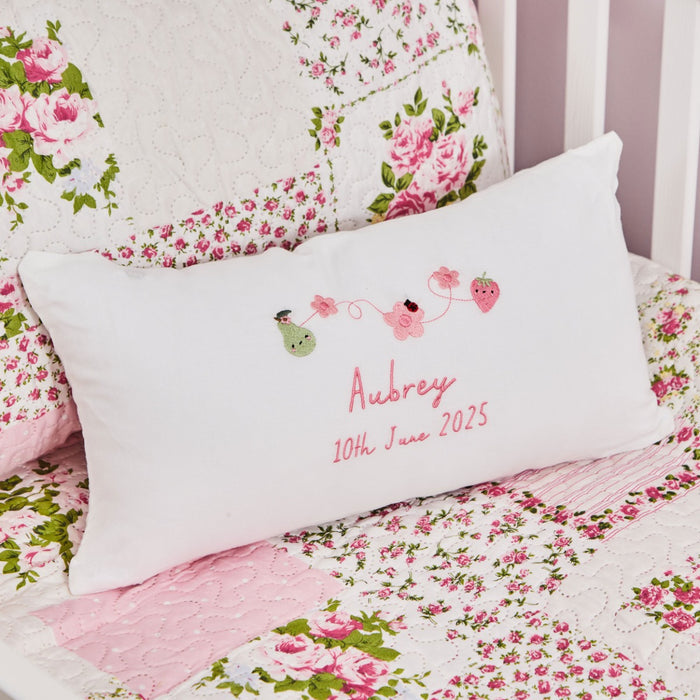 Personalised Bloom & Blossom Embroidered Linen Cushion