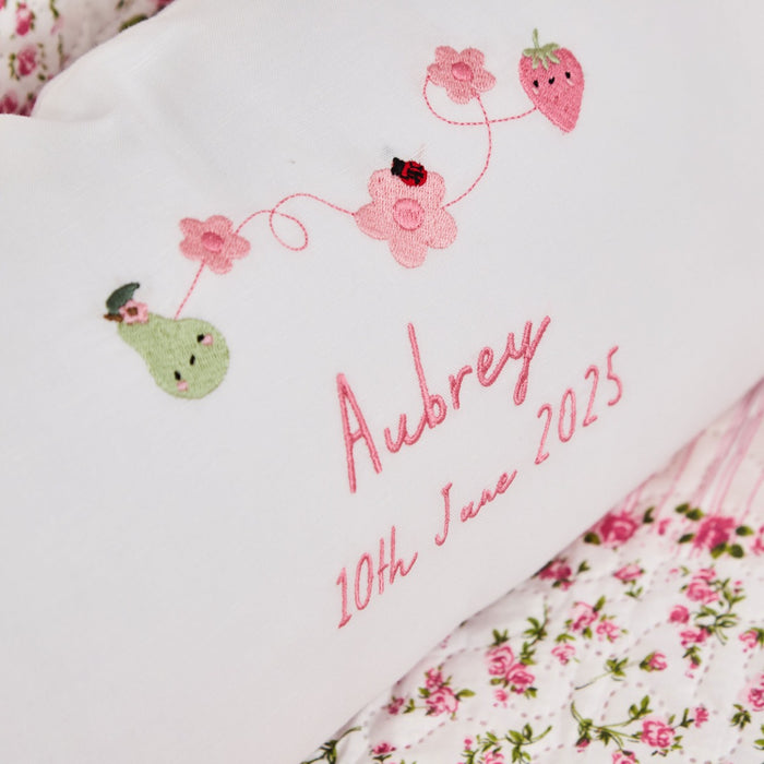 Personalised Bloom & Blossom Embroidered Linen Cushion