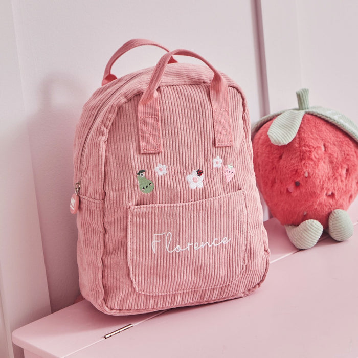 Personalised Bloom & Blossom Pink Mini Cord Backpack