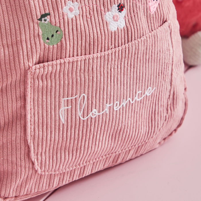 Personalised Bloom & Blossom Pink Mini Cord Backpack