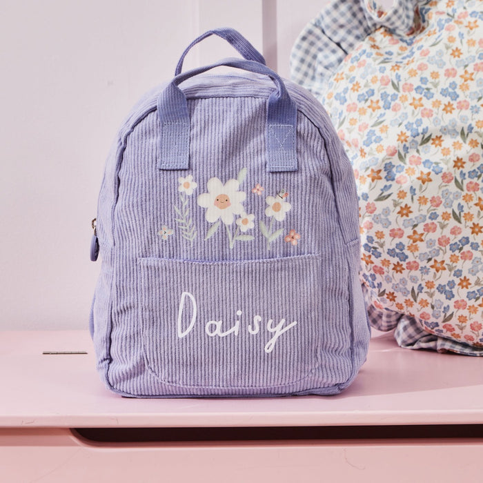 Personalised Blossom & Bloom Lilac Mini Cord Backpack