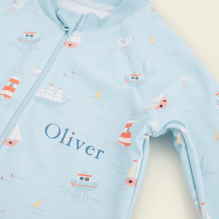 Personalised Blue All-in-One Swimsuit