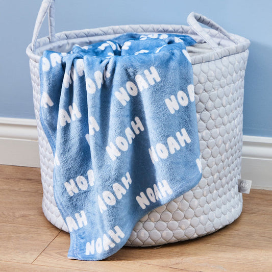 Personalised Blue All-Over Print Fleece Blanket
