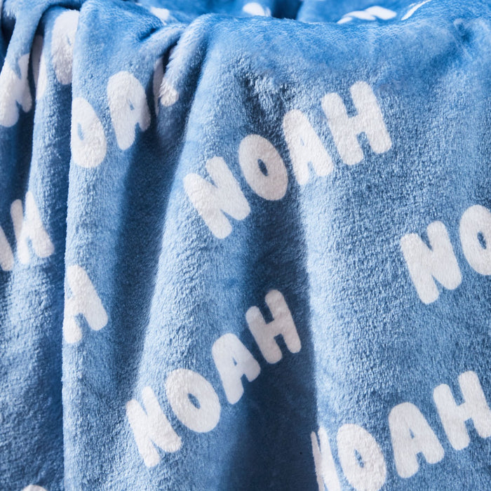 Personalised Blue All-Over Print Fleece Blanket