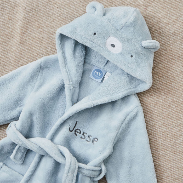 Personalised Blue Bear Fleece Robe