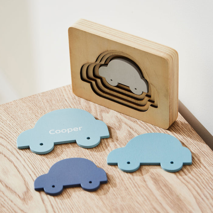 Personalised Blue Car Puzzle Toy FSC®