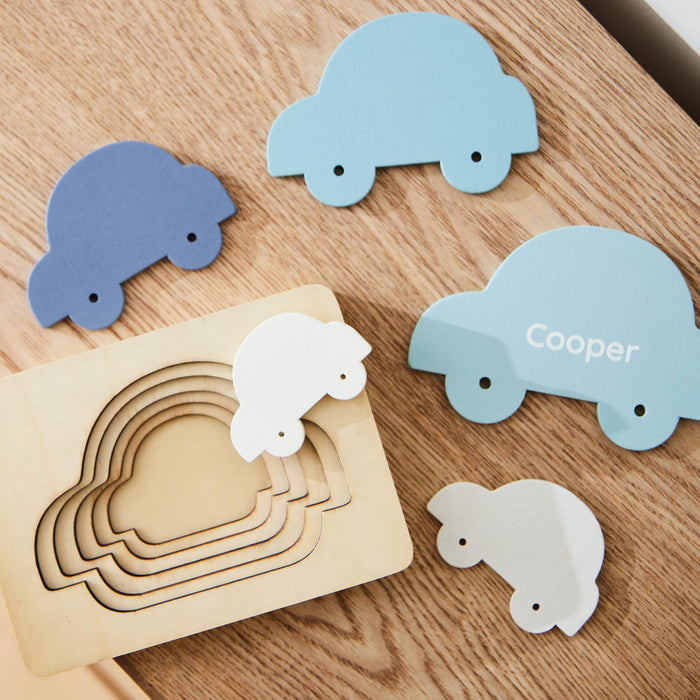 Personalised Blue Car Puzzle Toy FSC®