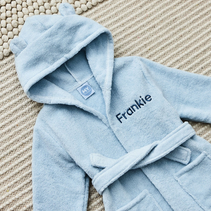 Personalised Blue Cotton Towelling Robe