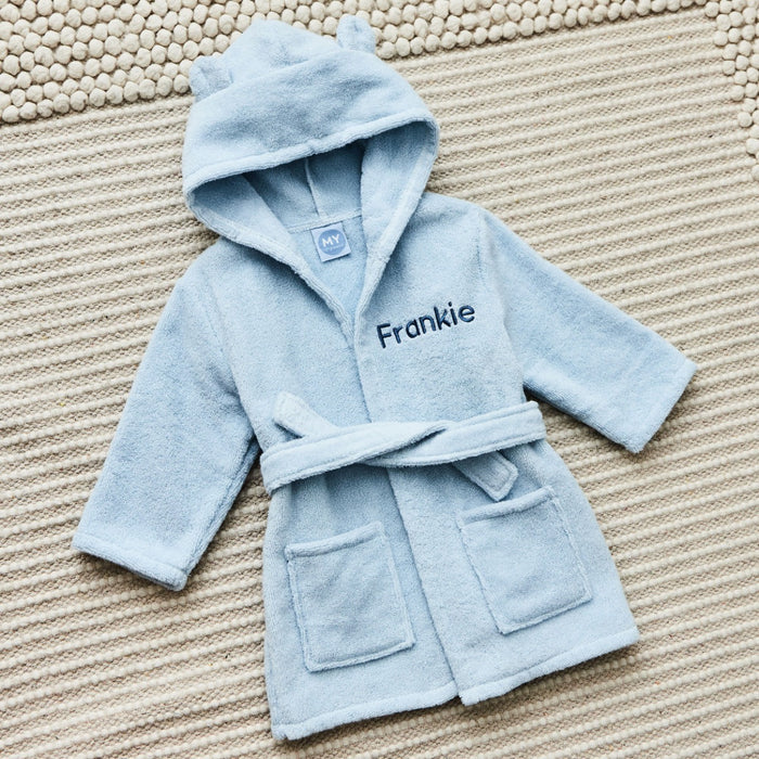 Personalised Blue Cotton Towelling Robe