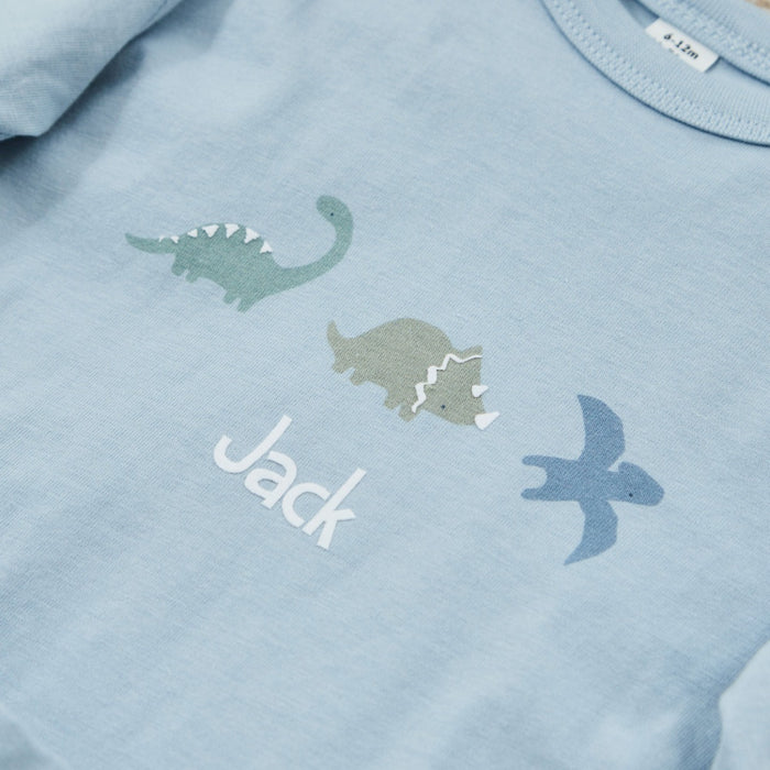 Personalised Blue Dinosaur Jersey Pyjamas