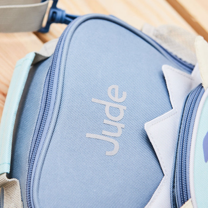 Personalised Blue Dinosaur Lunch Bag