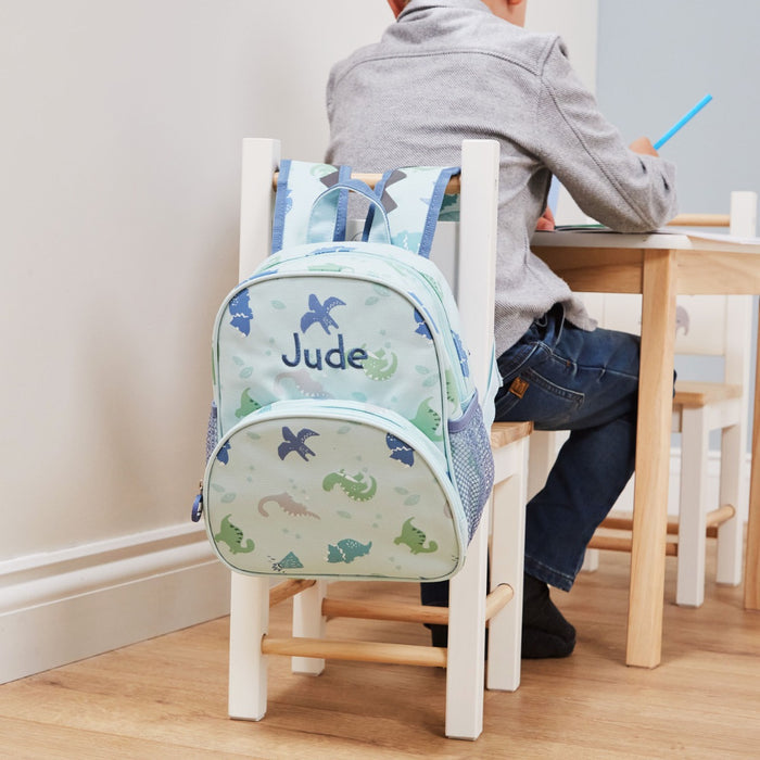Personalised Blue Dinosaur Mini Backpack