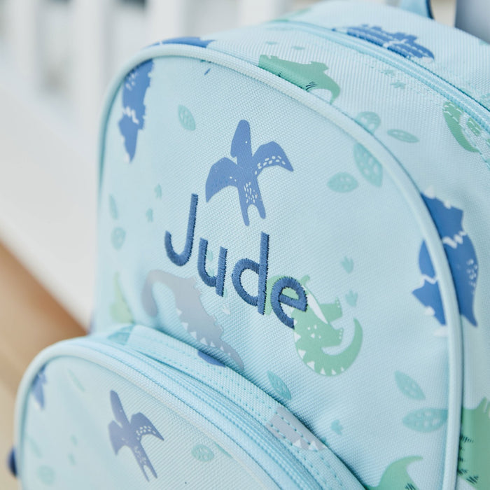 Personalised Blue Dinosaur Mini Backpack