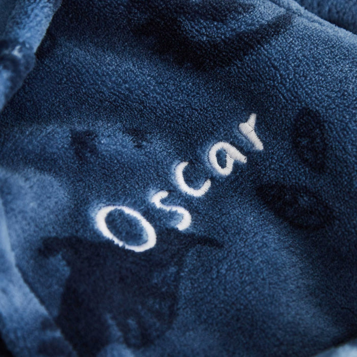 Personalised Blue Dinosaur Pattern Fleece Robe