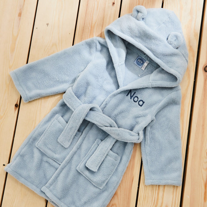 Personalised Blue Fleece Robe with Ears