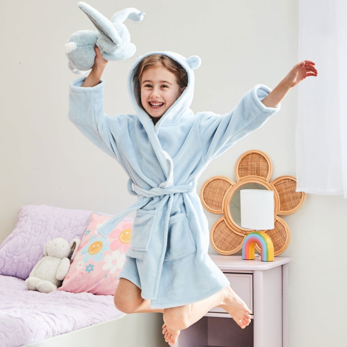 Personalised Blue Fleece Robe with Ears