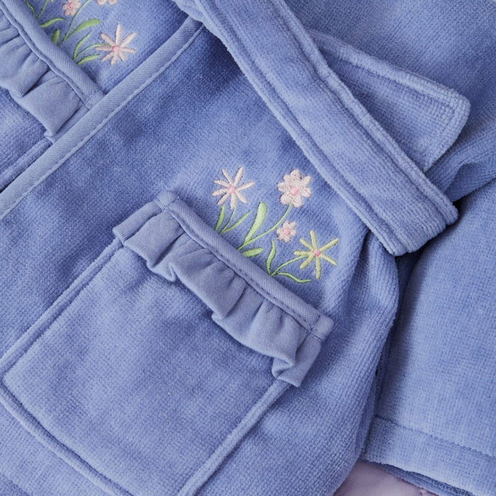 Personalised Blue Frill Towelling Robe