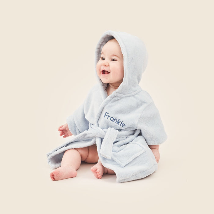 Personalised Blue Hooded Fleece Dressing Gown
