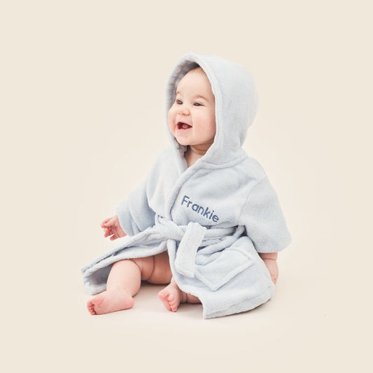 Personalised Blue Hooded Fleece Dressing Gown