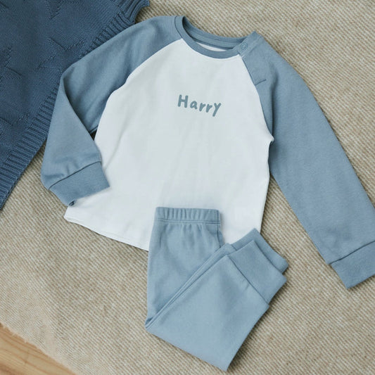 Personalised Blue Jersey Pyjamas