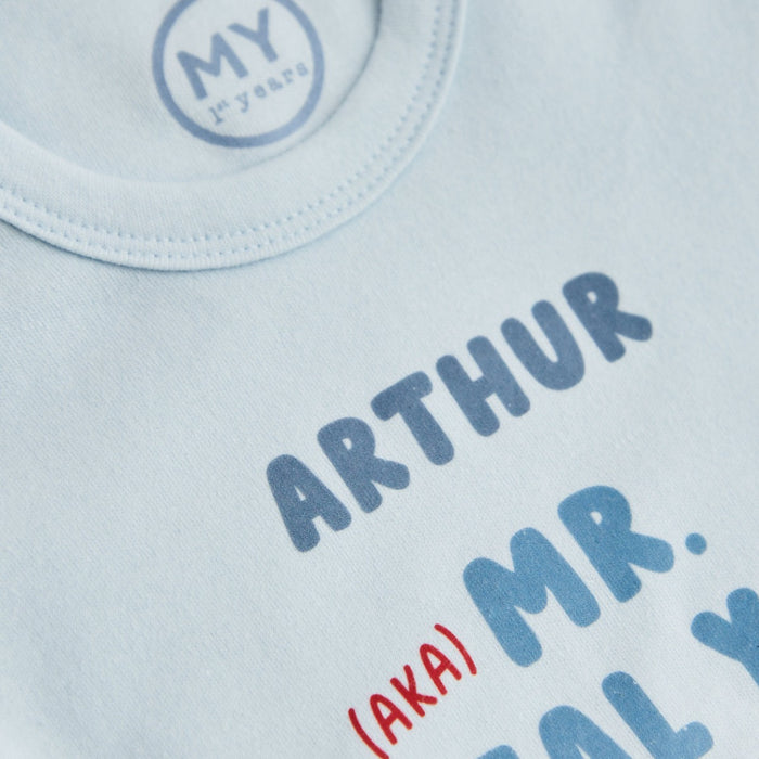 Personalised Blue Mr Steal Your Heart Bodysuit
