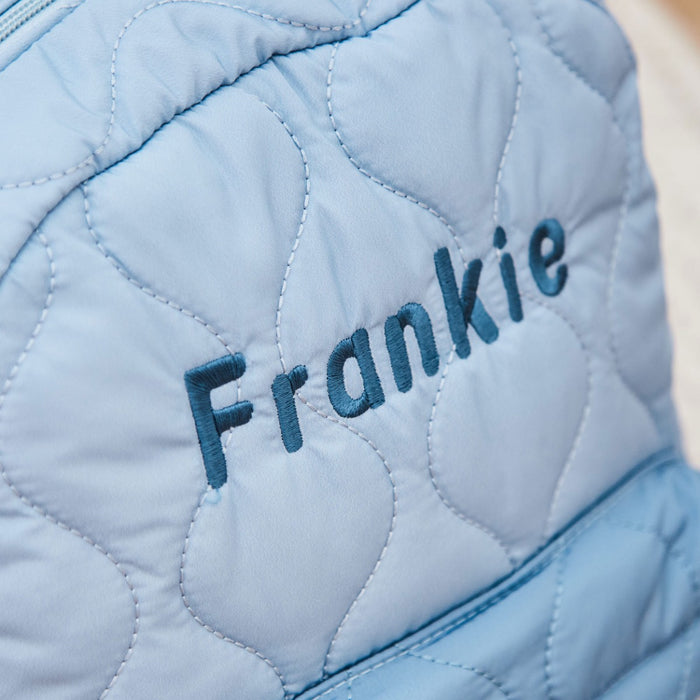Personalised Blue Quilted Medium Backpack