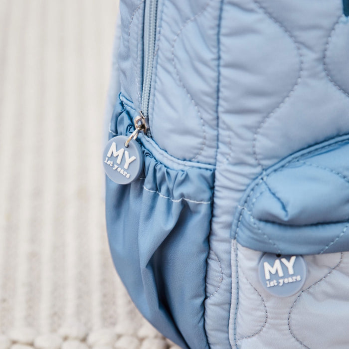 Personalised Blue Quilted Medium Backpack