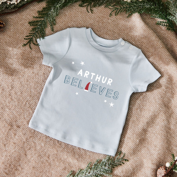 Personalised Blue Santa Hat T-shirt