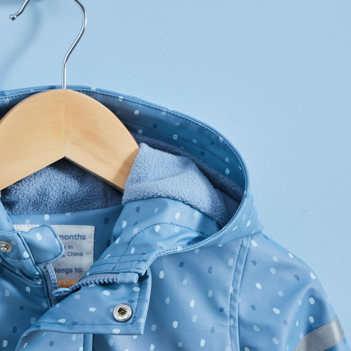 Personalised Blue Spot PU Rain Mac