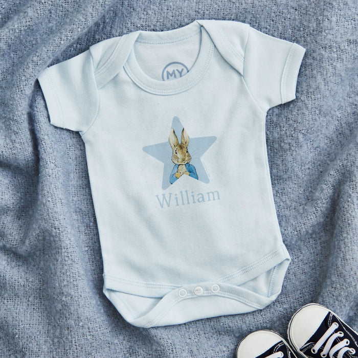 Personalised Blue Star Peter Rabbit Bodysuit