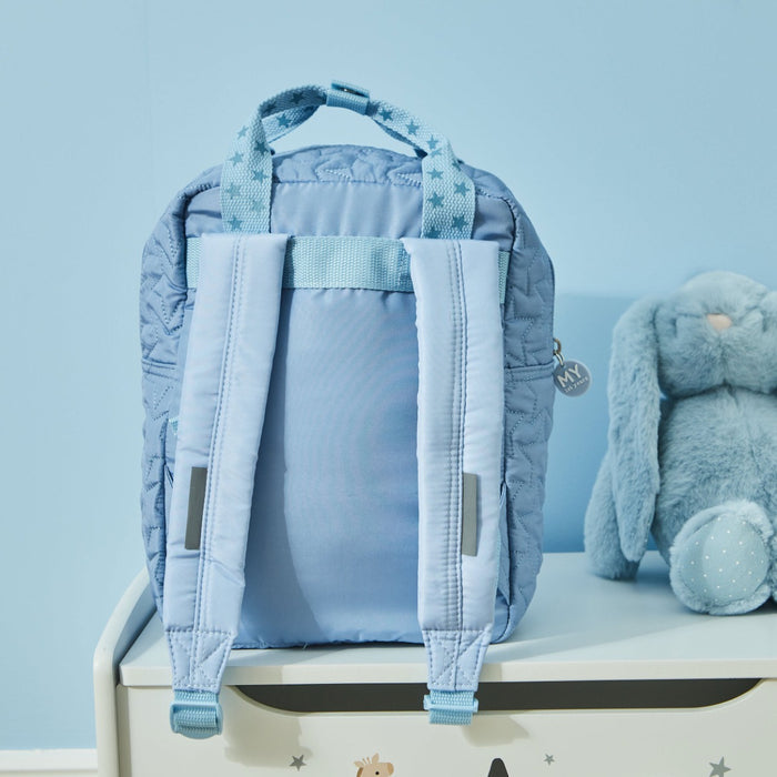 Personalised Blue Star Quilted Medium Backpack