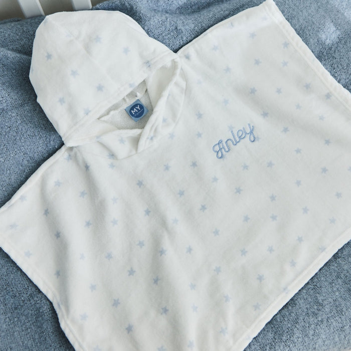 Personalised Blue Star Towelling Poncho