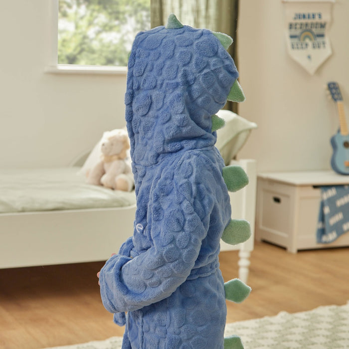 Personalised Blue Stegosaurus Dinosaur Fleece Dressing Gown