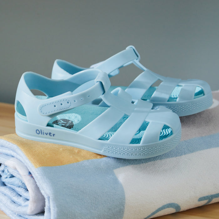 Personalised Blue Toddler Jelly Shoes